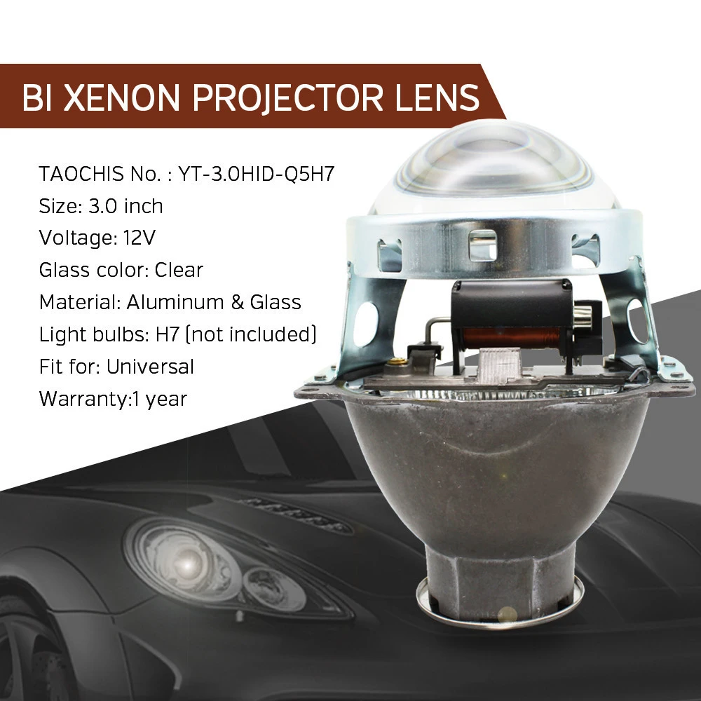 TAOCHIS 3.0 inch Q5H7  Bi xenon hid Projector lens metal holder fit for H7 xenon bulbs hid xenon kit headlight car Universal