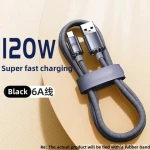 Top sales Type-C Data Cable USB A to Type C Charging Cable 6A 120w Fast charging cable Custom logo