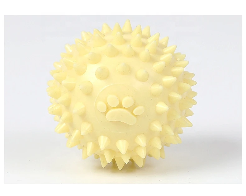 TPR Durable Bouncy Teeth Cleaning Fetching Training Pet Toy , Spiky Squeaker Ball Dog Toy