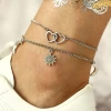 Trade Insurance Wholesale Price Vintage Multilayer Silver Sun Moon Heart Anklet