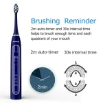 USB induction charging electric toothbrush IPX7 waterproof sonic toothbrush blue with 8 brush heads and travel case