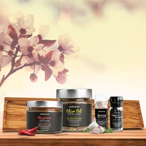 Vervana Spice Collection Gift Set: Dipping Blend, Mexican Spice Blend, Salt Blend &amp; Pepper Blend w/ Olive Wood Board