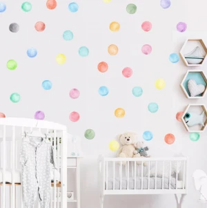 Watercolor Rainbow Polka Dot Decals Sticker - Reusable Decal  Nursery Decor, Kids Room Decal, Rainbow Decor