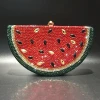 Watermelon shape luxurious crystal evening bag jewelled beaded clutch handbag
