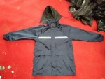 Waterproof long raincoat men PVC rain coat construction usage strong high quality with reflective tape hi visibility navy blue