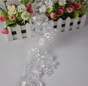 wedding lace trimming, white embroidery flower lace