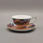 Western art painting style luxury porcelain coffee cup with saucer