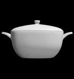 White Color Logo Decal Artwork Customized Design Ceramic Porcelain Soup Tureen Bowl With Lid Sets
