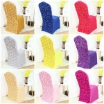 white flower spandex chair cover/white wedding chair cover