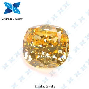 wholesale best quality cushion golden yellow lab created loose gemstones