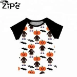 wholesale children boutique Halloween pumpkin bat printed short sleeve t shirt