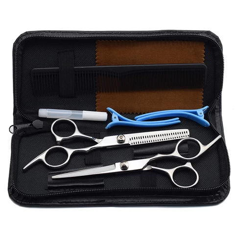 Wholesale custom hairdressing hair scissor set flat cut tooth hair scissor 6 inches professional hair cutting scissor
