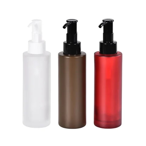 Wholesale Custom Luxury 100ml Cosmetics Empty Glass Lotion Soap Pump Bottle Round Glass Lotion Bottle Packaging With Pump