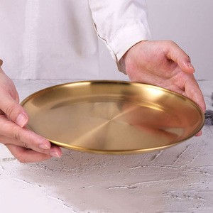 Wholesale customized gold environmental protection stainless steel plate dessert dish western food plate