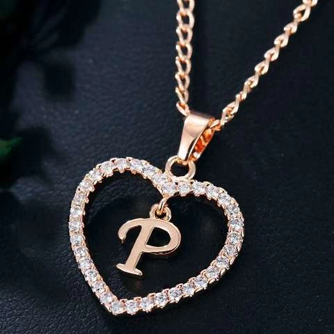 Wholesale high quality rose gold letter diamond necklace pendant, feminine charm necklace pendant