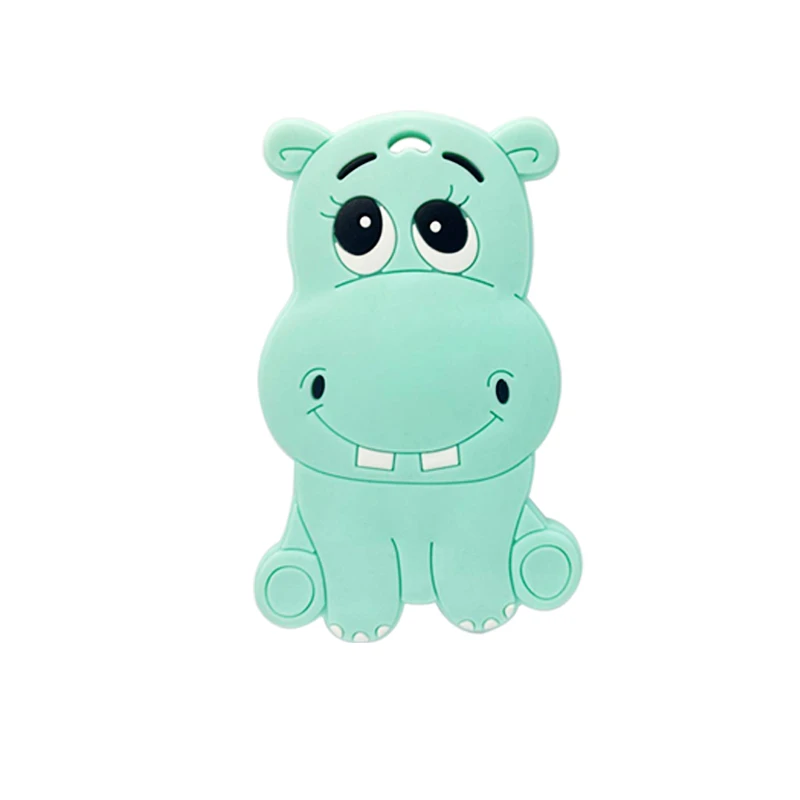 Wholesale Hippopotamus shape bpa free food grade organic infant baby gift teething chew toys silicone teether
