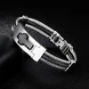 Wholesale Men Jewelry Black And Silver Cross Stainless Steel  Bracelet Bangle