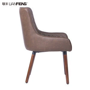 Wholesale modern PU PVC leather cover upholstered  dining chair with wooden legs for restaurant and dining room use