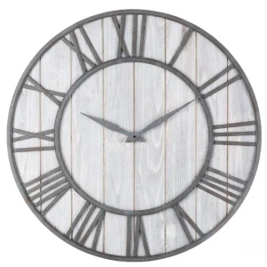 Wholesale Nordic Vintage Round Frame Metal Wooden Wall Clock