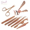 Wholesale Own Brand Rose Gold Straight Curved Tweezers  Scissors Curler Applicator Eyelash Accessories Eyelashes Extension Tools