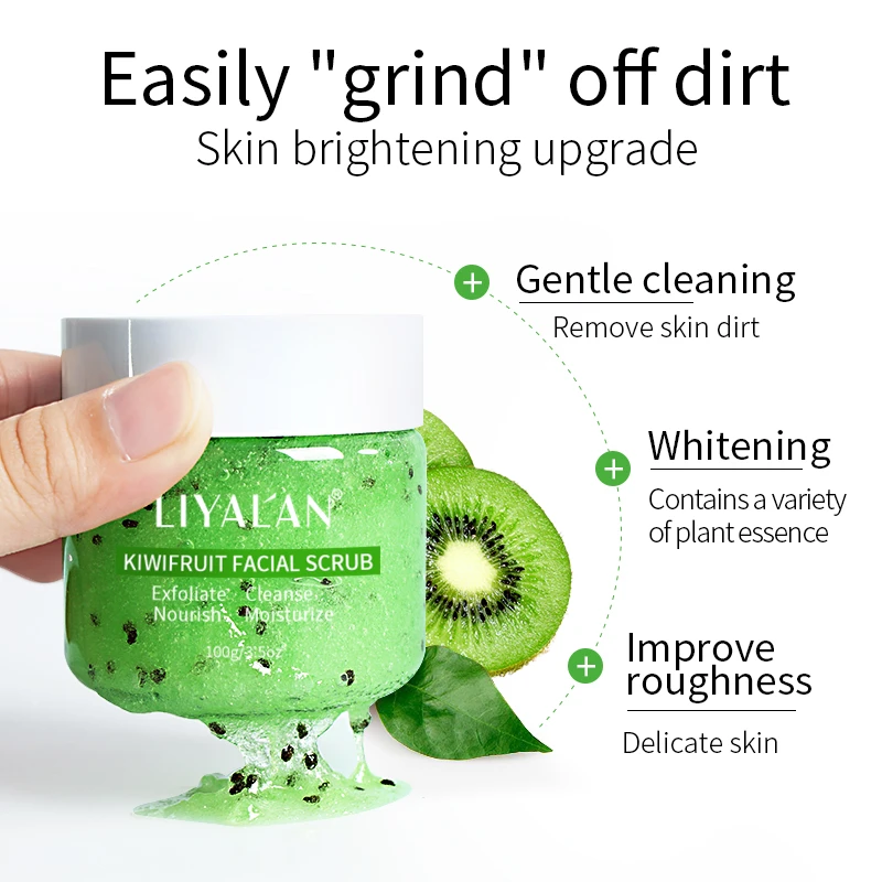 Wholesale Skin Whitening Exfoliating Natural Kiwi Fruit Sugar Face Body Scrub
