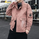 Wholesale Winter Cotton Man Loose Hooded Cargo Jacket Printed Outdoor Casual Mens Grey Coats leather sports jacket for men