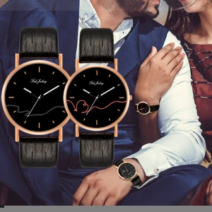 WJ-8733 Hot Selling Fashion High Quality Lover Cheap Quartz Couple Watch Leather Couple Wrist Watch