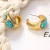 women hoop statement gold plated natural raw semi- precious  boho turquoise stone stud earings