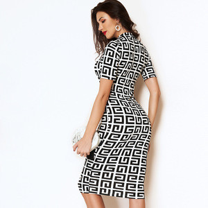 Women&#39;s Pencil Dress O Neck Geometry Slim Fashion Dress