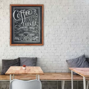 Wood Framed Chalkboard - Premium Magnetic Rustic Chalk Board, Great with Regular or Liquid Chalk Markers, Non Porous Wall