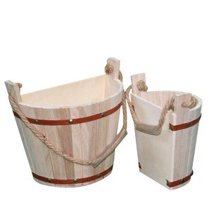 wooden barrel with kind of bath accessories