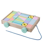 Wooden Dragging toys pull toys wooden building blocks macaron blocks toys
