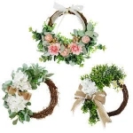 X181 Halloween pumpkin christmas rose peony flower wreath artificial ivy Maple leave Eucalyptus garlands Wreaths for front door