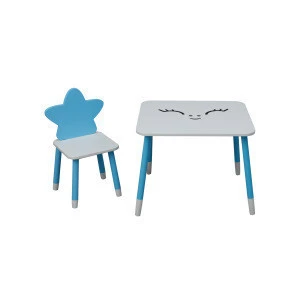 Yoyosta Kids Room Decoration High quality Wooden Kids Blue Star Chair and Table Set 2 3 4 5 6 7 8 9 Years 1