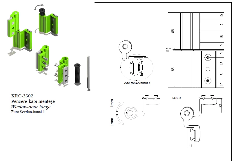 Buy Euro Groove Hinge from Karaca Aluminium, Republic of Türkiye