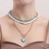 New Design Bohemian Turquoise Heart Beads Pendant Necklace