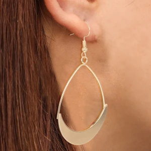 New Design Fashion Retro Earrings Copper Wire Fan-shaped Hollow Water Droplets Female Earrings