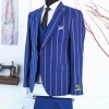 Men Suits Latest Design blue striped color Suit Men's Suits 3 Pieces