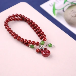 Genuine high-content cinnabar purple gold sand with lucky bag bracelet women's fortune and treasure