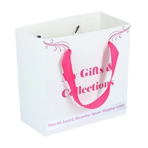 Wholesale Custom Printed Your Own Logo Packaging black Gift  Shopping Paper Bag With ribbon Handles