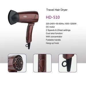 1000-1200W mini size foldable traveling hair dryer