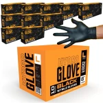 HydroGlove Heavy Duty 6 Mil Black Nitrile Gloves, Powder Free, Latex-Free, Exam Grade, Food Safe Disposable Gloves