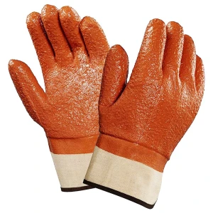 Heavy Duty Safety Cuff Cotton Jersey Liner Rough Sandy PVC Dipped Gloves PVC Coated Work Gloves