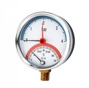 80MM BOTTOM MOUNTING THERMO-MANOMETER WITH RED MARK ADJUSTABLE POINTER OKT-84