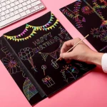 10 Sheets DIY Eudcational Kids Drawing Pad Magic Colorful Art Painting Scratch Paper