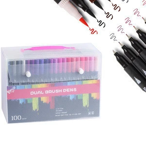 100 PCS Colors MARKER Dual Tip Brush Pen Drawing Painting Watercolor Art Marker Pens for Coloring Manga Calligraphy