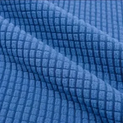 100% Polyester Grid Jacquard Polar Fleece Fabric for Warm Fleece Blanket or Home Textile or Garments