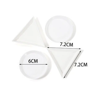 10pcs/lot beauty nail Dotting rhinestone Triangle Round Plate For Jewelry Beads Display Plastic Tray Packaging White Containers