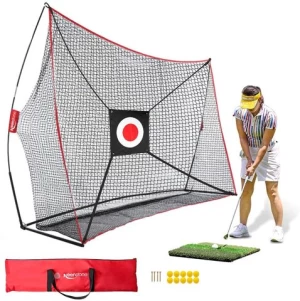 10x7ft Portable Golf Net Golf Practice Net for Indoor and Outdoor Hitting Driving Chipping  with Tri Turf Hitting Mat