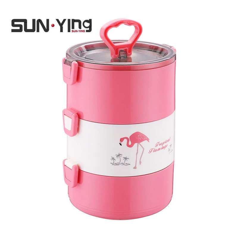 1/2/3 layer Round thermal insulated stainless steel 304 lunch box tiffin carrier sealed Food Container Rice Soup Sugar Bowl